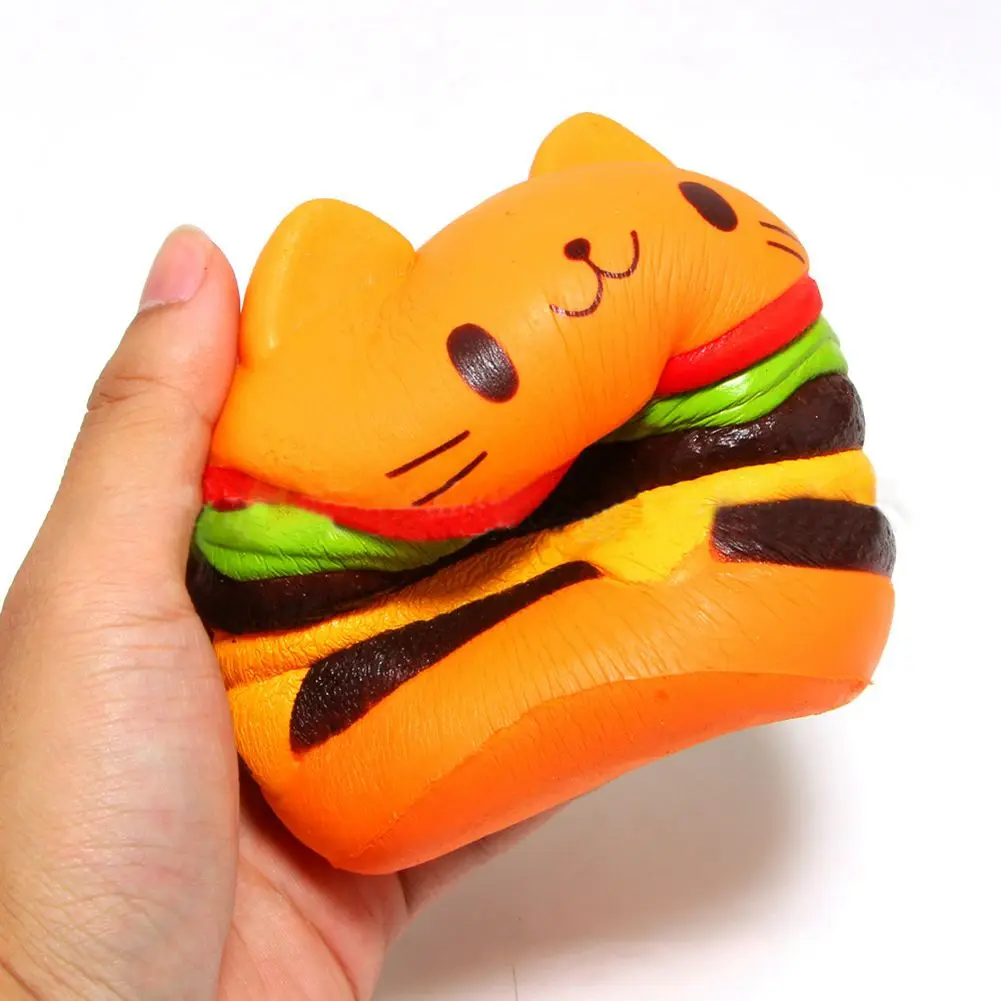 Мягкий кот гамбургер еда Squishys торт снятие стресса игрушки Ароматические Squeeze медленный рост забавная игрушка снятие стресса лечение подарок