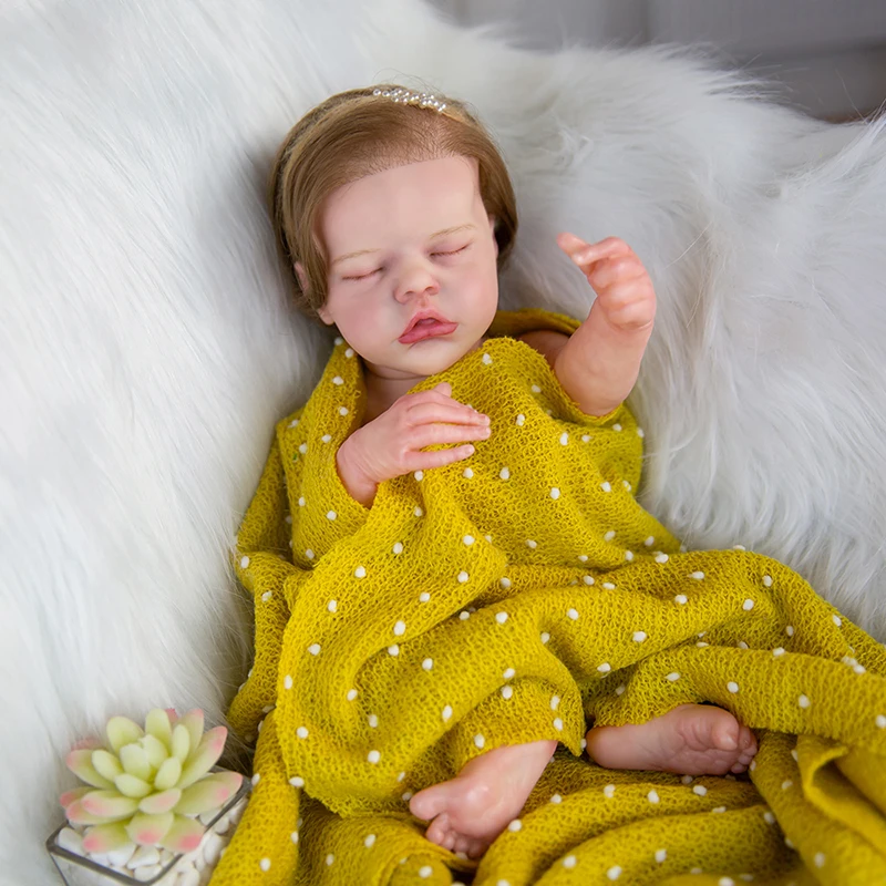 

Reborn Dolls 43cm 16inch Newborn Baby Dolls Soft Real Touch Realistic Lifelike Sleeping Girl Doll Kids Playmate Toys Eyes Closed