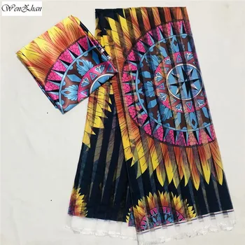 

4+2yards Nice African fabric satin silk organza wax print silk fabric ankara prints for women dresses B26-26