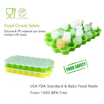 

5 Colors 37 Grid Honeycomb Ice Grid Silicone With Lid Cubic Summer Ice Cube Mold Safe Kitchen Beverage Ice Tray Mold