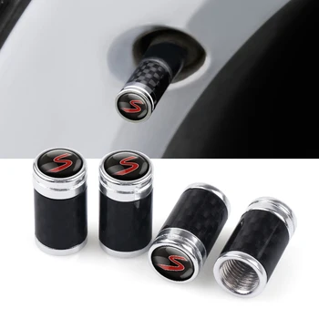

4Pcs Carbon fiber S Emblem Car Wheel Tire Valve Stem Caps For Mini Cooper R50 R52 R53 R56 R57 R58 R60 Exterior accessories