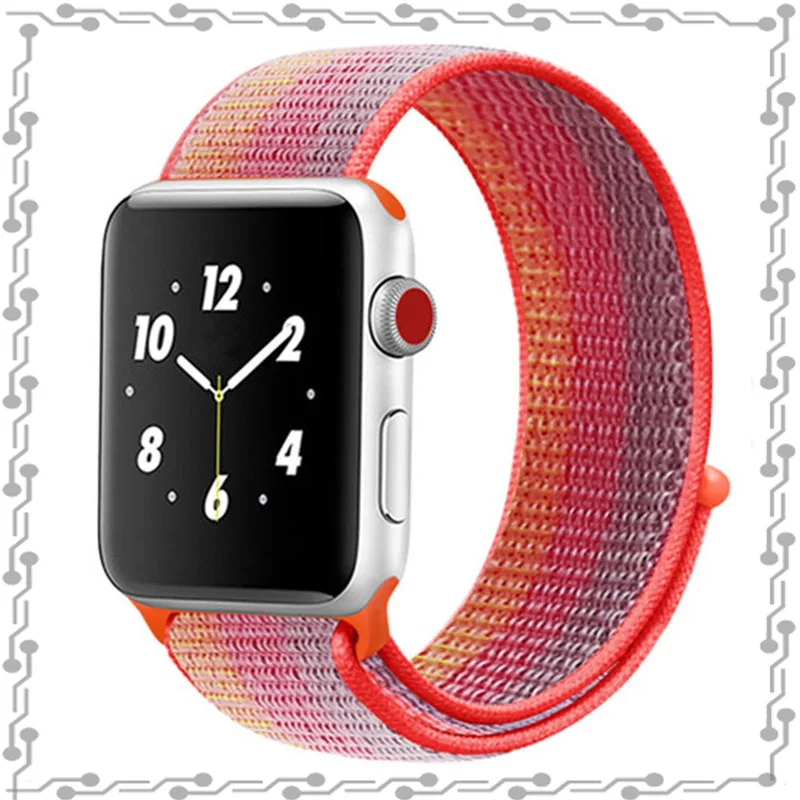 strip red Нейлоновый ремешок для apple watch 5 4 полосным 44 мм/40 мм в едином положении во время занятий легкой атлетикой, apple watch 42mm 38 мм и нержавеющая сталь металлический корпус наручных часов iwatch серии 5/4/3/2 разноцветный коннектор ремешок для часов - Цвет ремешка: strip red
