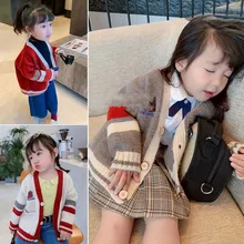 

2021 New Knitting Cardigan Coat Spring Warm Girls Kids Toddler Teens Tops Clothes Children Cute Long Sleeve Outwear High Quality