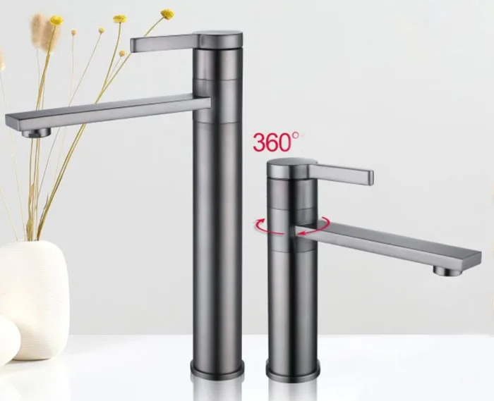 Пистолет серый цвет смесители для раковины Элегантный смеситель ванной комнаты