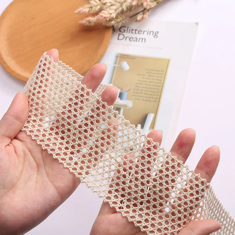 Transparent Mesh Hollow 6cm Wide Lace Woven Cotton Thread Solid Color Lace 2 Yards DIY Decorative Underwear lace fabric,lace garment accessories,lace sewing supplies,lace decoration,lace accessories,lace sewing accessories