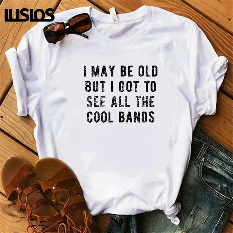 

LUSLOS plus size women t shirt 2019 summer short sleeve rock style femme tee tops letter-printed funny women summer clothes