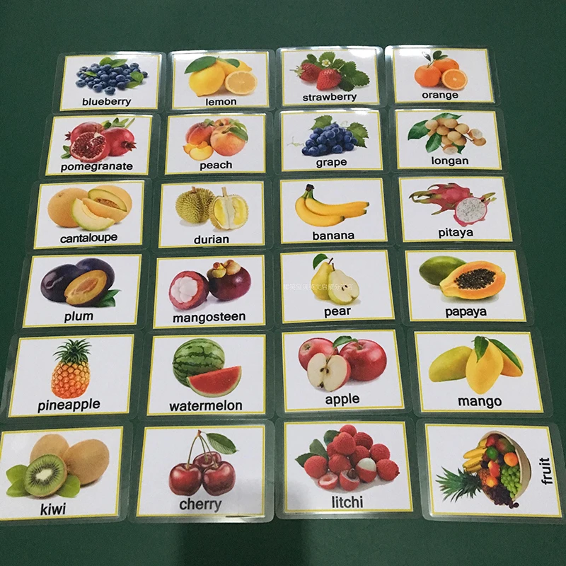 Montessori de Aprendizagem Educativo para a Criança Frutas Alimentos Tempo Profissão Crianças Inglês Palavra Bolso Cartão Flashcard Cedo Brinquedo 82pcs - 12 Computers & Electronics
