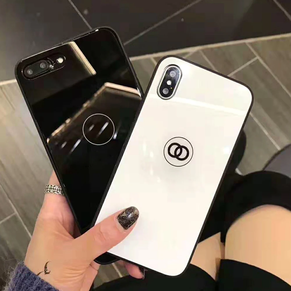 

For iPhone 6 6s 7 8 8Plus X XR XS MAX glass phone shell Luxury brand Style case