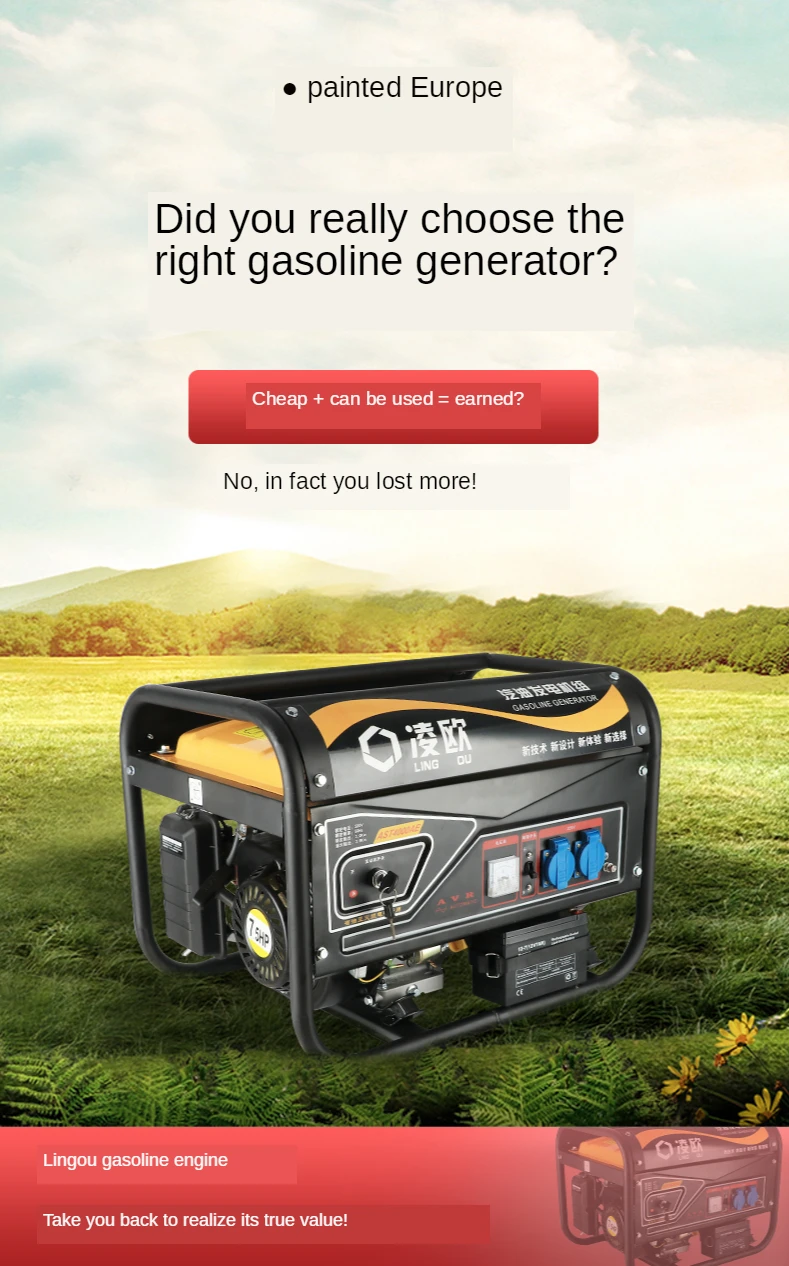 Gerador de Gasolina Mudo ao ar v e 380 mão Casa Pequena Monofásica v 5 kw Trifásico Livre 220 Geradores à gasolina
