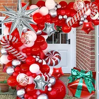 Balão de natal guirlanda arco kit com vermelho branco doces balões explosão de ouro estrela folha balões para decorações de festa de natal