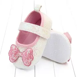 Для маленьких девочек; детские туфли принцессы с бантиками шикарные блестящие милый ребенок, не начавший ходить в стиле «Мэри Джейн» туфли