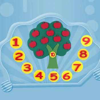 

Children Toy Apple Tree Count Numbers Toy Apple Tree Match Digital Teaching Non-Woven Puzzle Math Toy Montessori Educational
