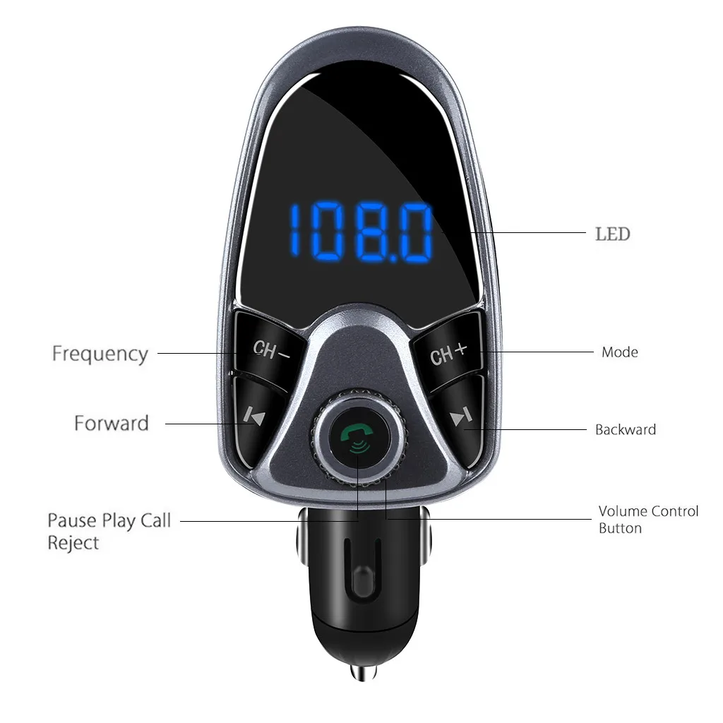 Гарнитура Bluetooth 3,0 fm-передатчик модулятор автомобильное зарядное устройство 2.1A двойной USB адаптер Автомобильный MP3-плеер беспроводной аудио приемник черный