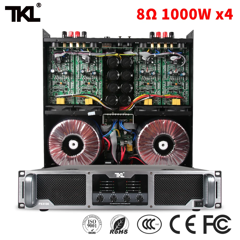 Профессиональный усилитель TKL 8ohm 1000 Вт * 4 PX4100 четырехканальный мощности