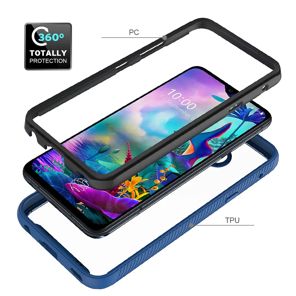 Hybrid TPU/PC Sky Case For LG G8X ThinQ  Fundas Capa Two Layer Structure Shockproof Crystal Clear Shell Cover For LG V50s ThinQ cell phone pouch with strap