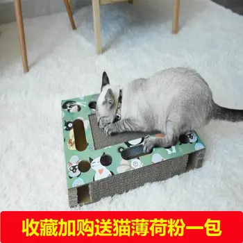 

Paper Box Cat Scratching Corrugated Cardboard Circle Rhombus Rectangular Cat Toy Wear-Resistant Ball Educational Large Size Cat