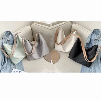 

LJL-Leather Women's Canvas Crossbody Bag Large Capacity Shopping Bag Fashion Casual Tote Bag Shoulder Bag