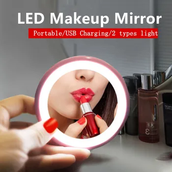 

INS LED Lighted Mini Hollywood Makeup Mirror Portable Compact Travel Sensing Lighting Cosmetic Mirror Wireless USB Charging