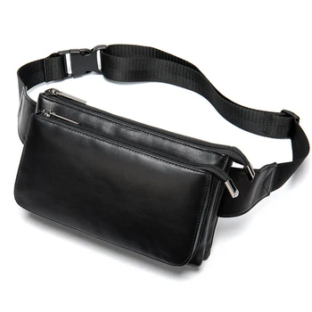 

Vintage Genuine Leather Men Waist Pack Casual Multi-functions Fanny Pack Belt Bag Male Travel Phone Pouch Shoulder Bag Black