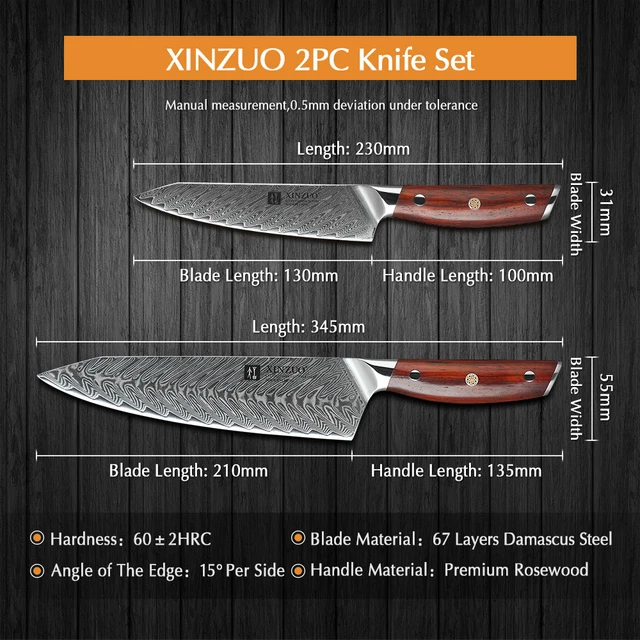 Xinzuo 2Pc Konyhai Kések Húst Cleaver Zöldségek Gyümölcsfaragó Kés Rozsdamentes Acél Japán Stílusú Éles Konyha Séf - Image 2