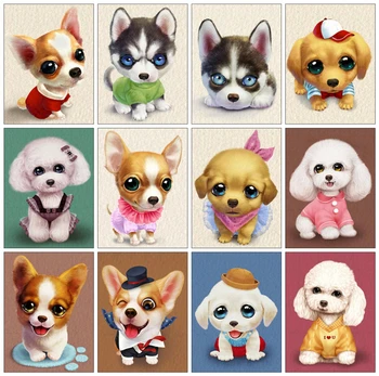 

Huacan 5D DIY Diamond Embroidery Mosaic Animal Diamond Painting Full Square Dog Art Kit Decorations Home