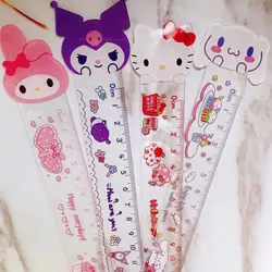 Japanese Cartoon Kawaii Transparent Ruler Cute Creative Primary School Office Stationery Ruler Girl Heart Multifunctional Drawin