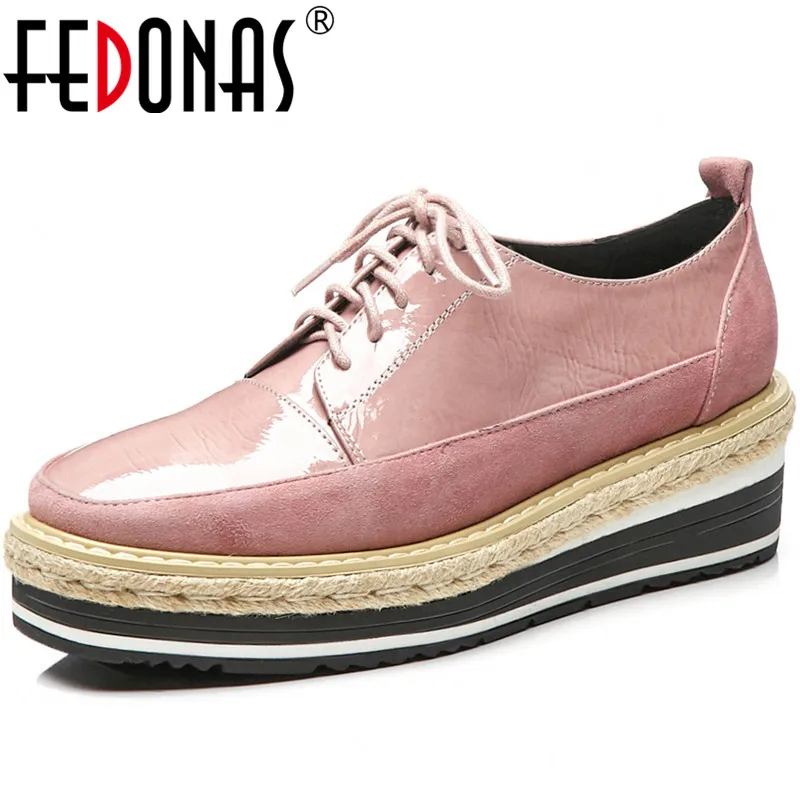FEDONAS/Женская Базовая обувь на платформе повседневная шнуровке слипоны из
