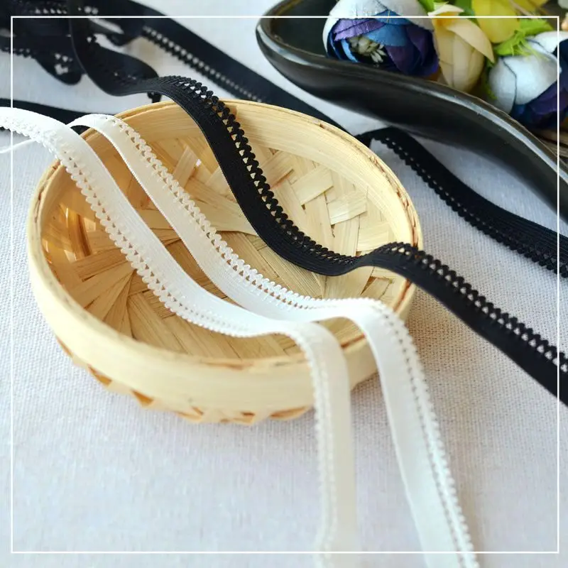 

Elastic Trims 20 Meters Ivory Black Stretchy Lace Trim Ribbon Tapes Bra Underwear Dress Clothing Sewing 1cm 0.39" Wide M78F1
