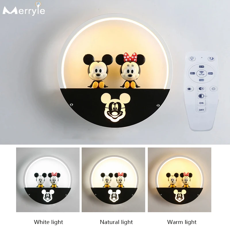 

18-23W Children's Rome Bedroom Wall Lamp Cute Cartoon Bedside Wall Lights Wireless Remote Control Modern Home Wall Sconce Lights