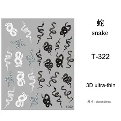 1pcs T-Series Snake Design Nail Art Stickers Colorful Dragons Slider Decals White Black Snake for Manicure Nail Art Decoration