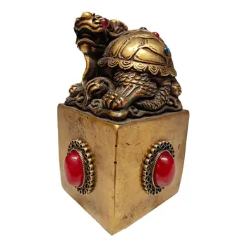 

LaoJunLu Old Brass Inlaid Gems [Treasure Of The Emperor Of Qing Dynasty, Lucky Dragon, Turtle, Beast, Jade Seal, Copper Seal,
