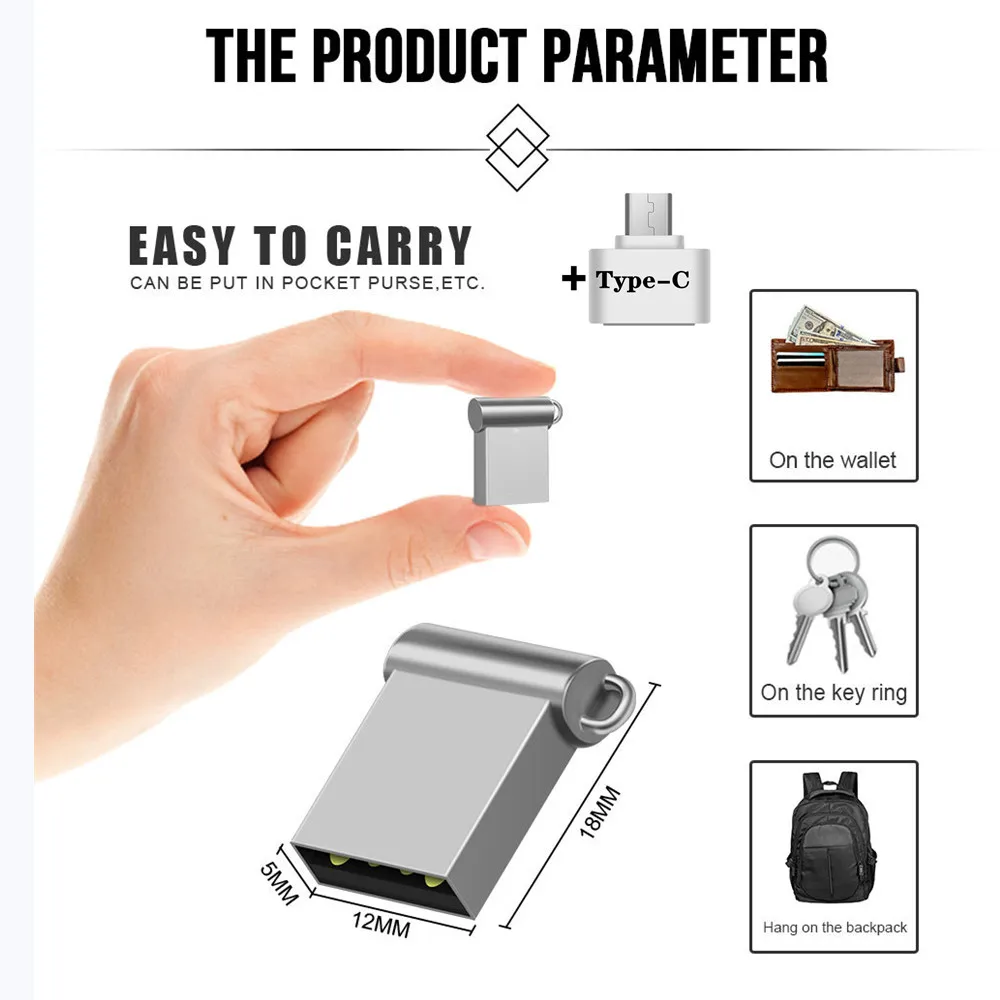 

Usb Flash Drive Metal Super Mini Type-C Pen Drive 4GB 8GB Flash Memory Stick 16GB Pendrive 32GB 64GB 128GB 256GB Free Shipping
