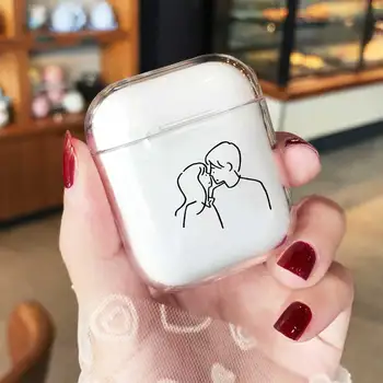 

Soft Lovers Earphone Case For Apple airpods 1 2 Case Cute Transparent Airpods Cases in Earphone Accessories Shell for Couple