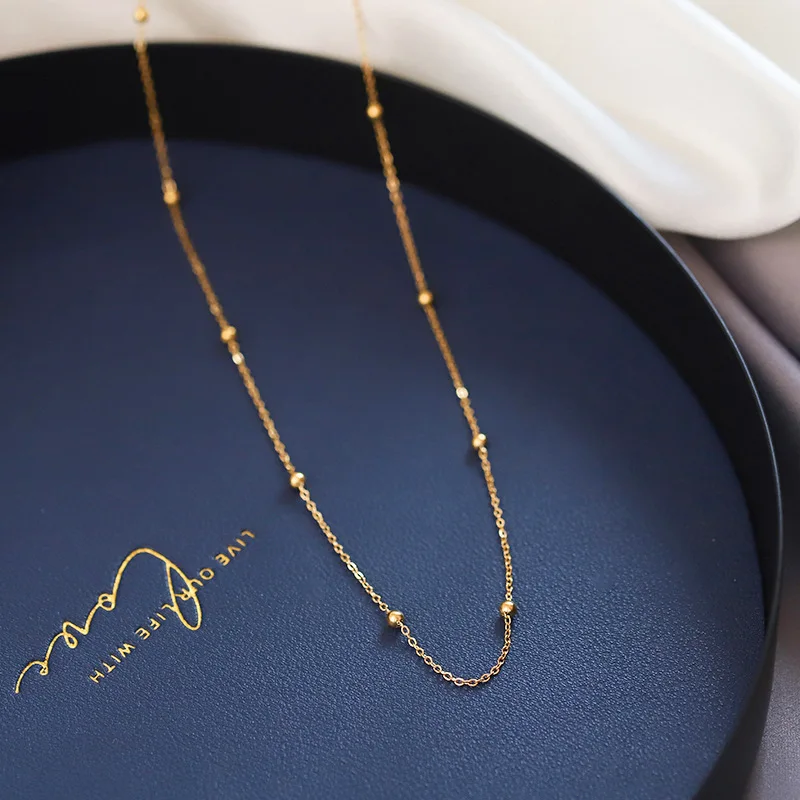 Cuban Necklaces Fashion Necklace Stainless Steel Necklace Metal Necklace Choker Necklace 316L Stainless Steel Gold Color Ball Necklaces