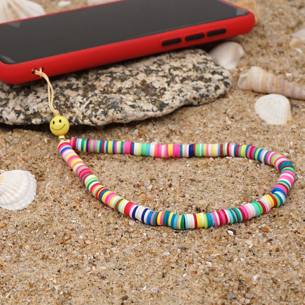 Colorful Smiling Beads Chain Phone Chain Lanyard Beads Mobile Phone Chain Anti-lost Handmade Acrylic Cord Lanyard for Women Gift 17 Hd069630c44a840e5977e7dcd80aa4252B