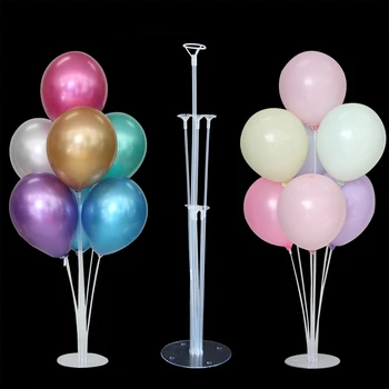 

7 Tube Metallic Balloon Stand Adult Kids Plastic Table Floating Balloon Support Rack for Wedding Birthday Party Decorations