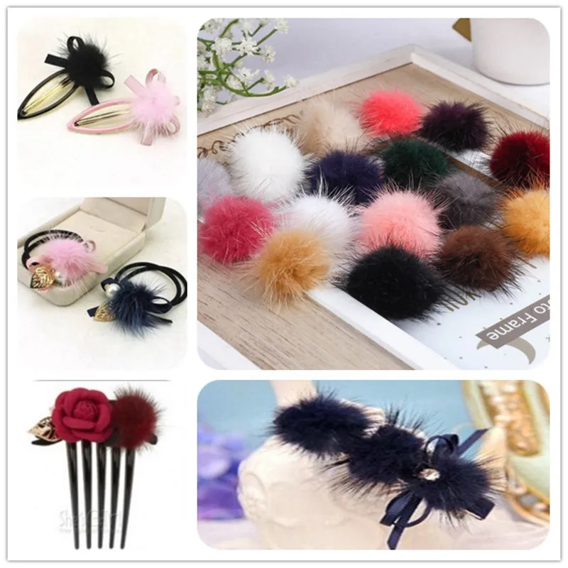 10 шт. 3 см меховой помпон из меха норки шарик мини Pom Poms DIY босоножки с помпонами С
