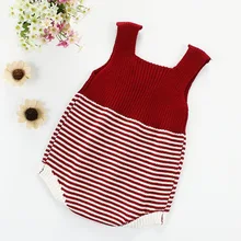Одежда для малышей; свитер для девочек; вязаный детский зимний теплый комбинезон без рукавов с милым полосатым принтом на бретелях; Одежда для новорожденных