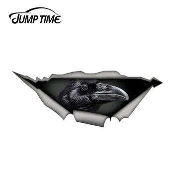 

Jump Time 13cm x 4.8cm Crow black bird Sticker Torn Metal Decal Wild Animal Funny Car Stickers Window Bumper 3D Car Styling