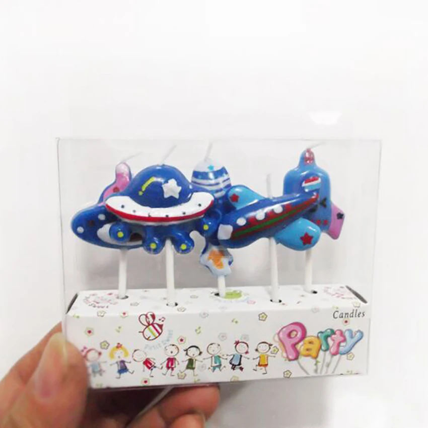 5 шт./компл. самолет свеча мультфильм летательный аппарат ракета день рождения свечи для торта набор кекс Декоративная Свеча для детской вечеринки