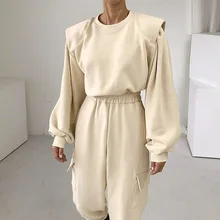 

Autumn New Women Set Casual Solid Outfits 2021 Running Suit Hoodies Oversize Loose Tracksuits 2 Pieces Fashion Streetwear Suit