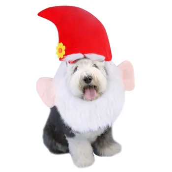 

Christmas Hat Cat Dog Cosplay Costume Bearded Headgear Santa Claus Cap New Year Party Decoration Fancy Dress Up
