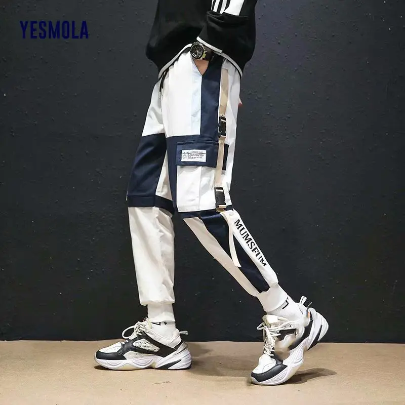 

Мужские модные леггинсы YESMOLA в стиле хип-хоп, Свободные повседневные брюки-карго, Брендовые мужские уличные трендовые штаны для бега, длинные брюки