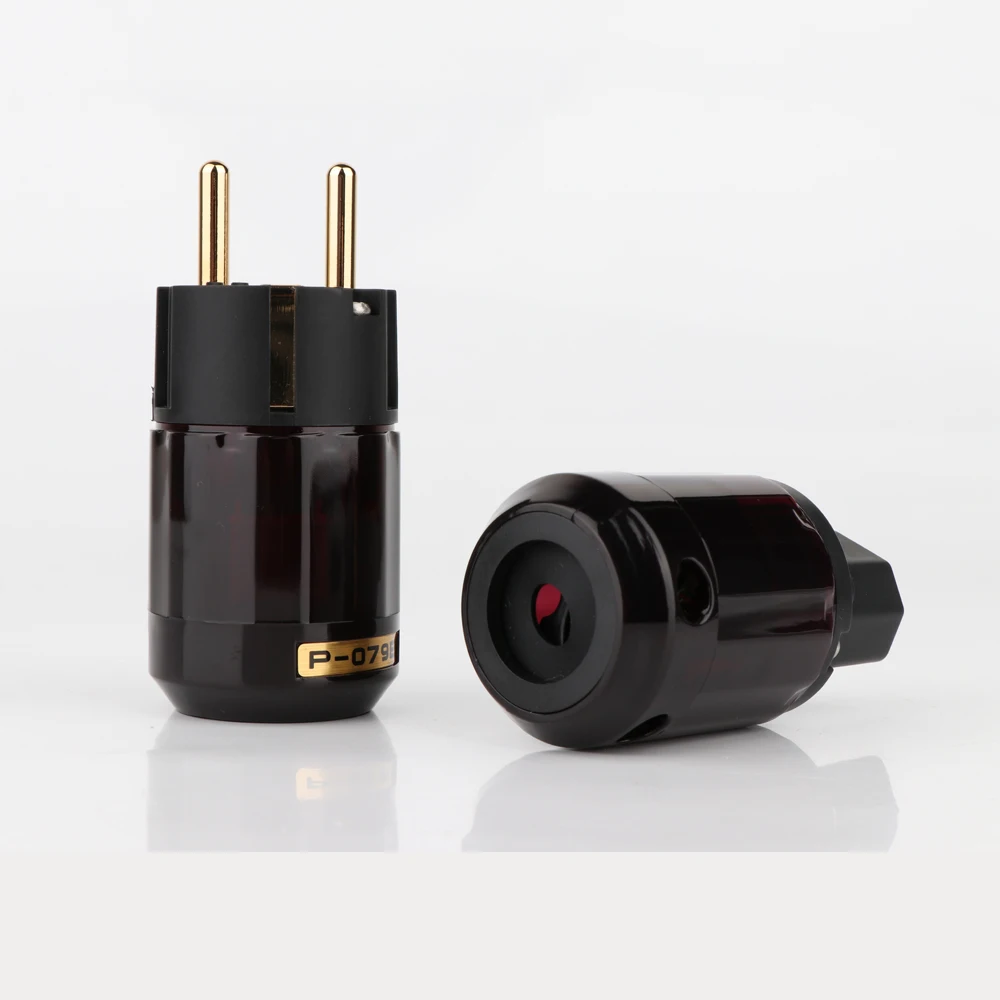 Power Cable Power Cord Power Plug Connector 24k Gold-Plated EU Power Plug ac power cord plugs 24k Gold-Plated Hi End Pair P-079E+C079