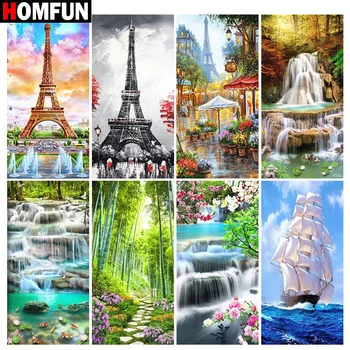 

HOMFUN 3D Diamond Painting "Beautiful scenery tower"DIY Full Rhinestones Drill Cross-stitch Kits Square Round Diamond Embroidery