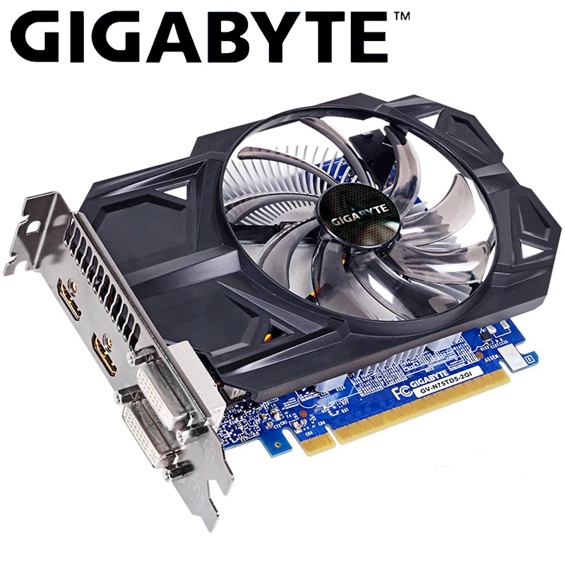 Видеокарта GIGABYTE GTX 750 Ti с видеокартой NVIDIA GeForce gtx 750 ti GPU 2 ГБ GDDR5 128 бит для ПК Hdmi Dvi Видеокарта б/у карты VGA