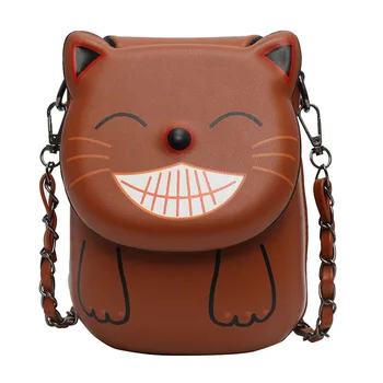 

Explosion printing mobile phone bag 2019 new cartoon cute kitten female bag tide shoulder slung chain bag