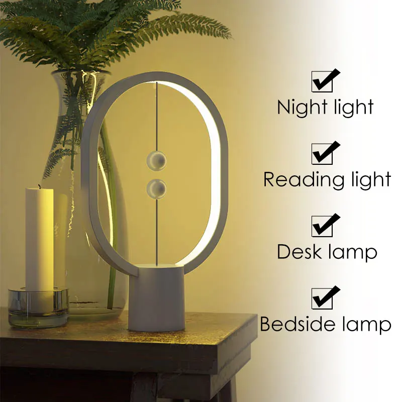 Мини Heng Balance лампа светодиодный ночник магнитный переключатель Питание от USB Домашний Декор Спальня офисный стол эллипс Ночной светильник подарок ребенку