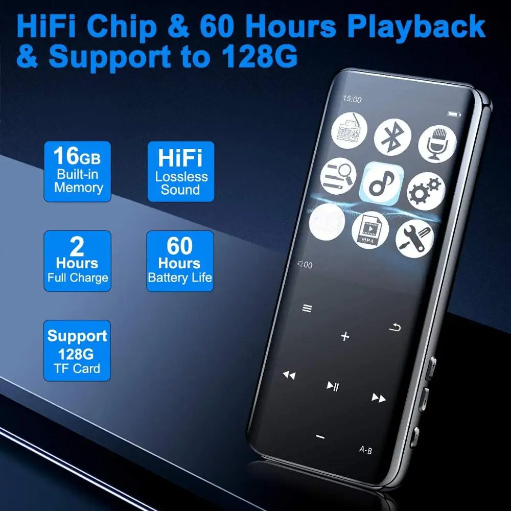 MP3 плееры с Bluetooth 4 2 Портативный Hi Fi музыкальный плеер без потерь изогнутым