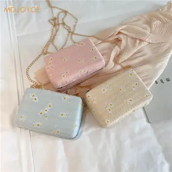 

Women PU Leather Shoulder Bags Simple Daisy Flower Chain Pouch Crossbody Handbag Fashion Exquisite Shopping Bag